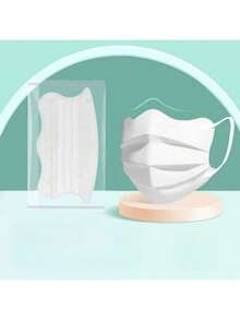 50个装成人款莫兰迪彩色口罩，女士防护一次性口罩，三层防尘口罩，蝴蝶形设计口罩