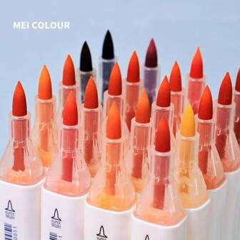 12 Colors MEICLOUR Dual-Tip Oil-Based Markers - Professional Anime Drawing Tools For Students & Artists, Soft Tip Art Marker Set