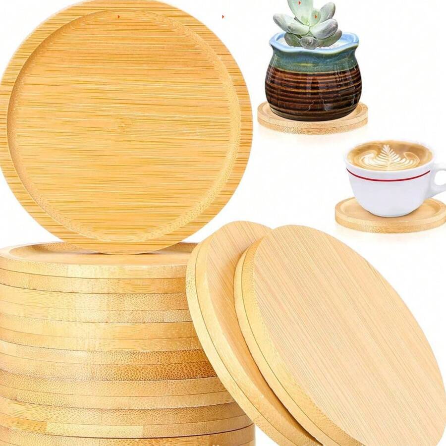 1 miếng lót ly tre khảm tự làm, khay đế trống, lót cốc uống nước, đĩa nghệ thuật thích hợp cho chậu hoa, khay đựng cây nhỏ, khay đựng đồ uống, quà tặng lót ly nhựa tự làm, miếng bảo vệ chậu hoa để bàn dùng trang trí nhà cửa và văn phòng - Nhiều màu - Xem 1