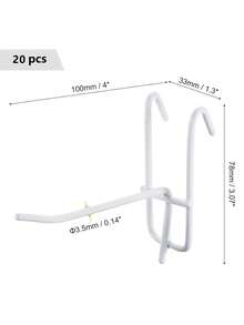 20/40pcs 4inch Grid Wall Hooks, Metal Pegboard Panels Hooks, Display Hook, Shelving Wall Hooks, Pegboard Pegs Board Tool, Space-Saving Tool Organizers For Home & Office Decoration, Jewelry Display Hooks, Black, White, 10cm/4in - 白色 - 查看 11