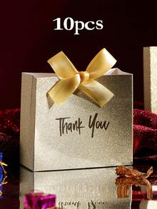 10pcs Elegant Mini Gift Boxes/Bags With Gold Ribbon And "Thank You" Design, Multiple Colors Available, Suitable For Wedding Favors, Party Favors, Small Gifts, Birthday, Gender Reveal, Halloween Candy, Back To School, Valentine's Day - Multicolor - View 22