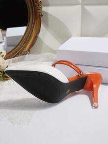 French Retro Casual Commute Business Lady-Like Pointed Toe Backless Thin High Heel Sandals, Elegant For Spring/Summer - White - View 6