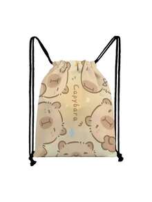 Capybara-Themed Large Drawstring Storage Bag Backpack Gift Packaging, Featuring A Cute Capybara Design, Suitable For Storing Various Items, Ideal For Use As A Swimming Bag, Sports Bag, Or Portable Backpack-Style Storage. - Multicolor - View 7