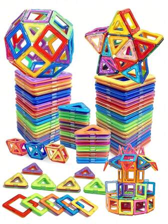 Magneter Leksaker för barn Stora magnetiska block för barn Designer konstruktörsset Leksaker för pojkar Byggklossar, födelsedagspresent (slumpmässig färg)(bilden är endast för referens)