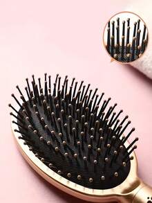 气垫梳/充气梳/头部按摩梳/可印制logo礼品/员工纪念品/伴侣礼品/高端金色气垫梳 - 优雅金色设计，耐用尼龙刷毛，ABS塑料手柄，操作顺滑，时尚配饰，男女皆宜的理想礼物（圣诞节） - 彩色 - 查看 6