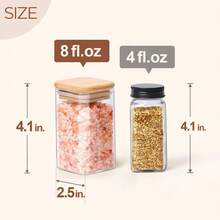 ComSaf 6Pcs 8oz Spice Jars With Label Trial Set, Glass Spice Jars With Bamboo Lids Supplementary Set, Seasoning Container Trial Pack, Perfect For Ktichen Starter - 方形/8盎司/6個 - 查看 8