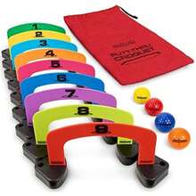 Putt-Thru Croquet Putting Game – Incluye 9 Puertas, 4 Pelotas de Golf y Bolsa – Juega en casa, la Oficina o en el Verde(13 piezas) - Multicolor - Ver 2