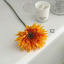 1支/2支/4支欧式雏菊仿真花，45厘米向日葵仿真花，适用于家居花瓶装饰、餐厅、卧室、插花、婚礼、新娘捧花、腕花、胸花DIY、生日派对装饰、情人节、新年礼物、秋季农舍装饰、毕业礼物、花园装饰、户外植物、园艺、仿真花、秋季装饰