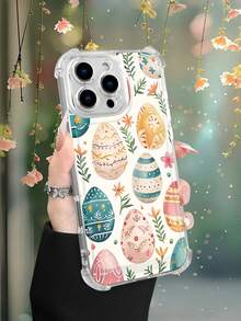 1 pieza Funda de teléfono con diseño de huevos de Pascua coloridos y flores, estilo campestre y festivo, funda transparente resistente a golpes, ligera y con corte preciso, compatible con iPhone 17/16/15/14/13/12/11/XS/XR/X/PLUS/PRO/PROMAX, compatible con Galaxy A34/A35/A54/A55, Galaxy S20/S21/S22/S23/S24 Ultra/Plus, compatible con Moto/Galaxy/Redmi/Honor/OPPO, regalo de fiesta - transparente - Ver 6