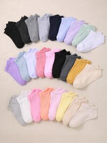 20双儿童休闲船袜，糖果色随机，适合日常穿着/休闲、运动，是送礼佳品，男女童皆宜，透气舒适，柔软亲肤，（1-16岁） - 彩色 - 查看 2