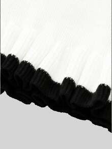 Robe longue au col rond de style français élégant, convenant pour Noël, Thanksgiving, Nouvel An et autres fêtes. Robe pull blocs de couleurs à manches longues pour l'automne/hiver, robe de soirée minimaliste et chic - Blanc - Voir 5