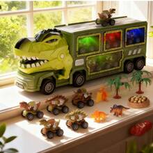 Dinosaur Toy Car Combination Set,Dinosaur Transport Car For Boys Include 8 Dino Figures,Dinosaur Eggs & Activity Mat, Cars Toys With Lights And Sound,Vehicle Toy Transportation Parts,Suitable For Truck Toys Gifts,Kids Toys,Toys For Boys,Holiday Birthday Gifts For Boys & Girls,Holiday & Back To School Gift - Green - View 11