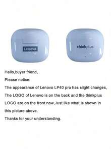 Lenovo LP40 Pro TWS Wireless Bluetooth V5.1 Earphones In-Ear Sport Headphones Waterproof Noise Reduction Earbuds Chinese Packaging Chinese Manual - Pink - View 2