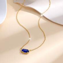 Natural Stone Gold Necklace For Women Ins Style High-End Clavicle Chain Crystal Pendant - Green - View 4