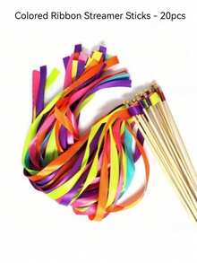 50/20pcs Colorful Stain Ribbon Wedding Stick Mixed Color Wedding Wands With Gold Bells For Wedding Decoration - Colourful - View 11