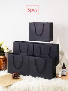 5pcs Black Gift Bag, Marbling Pattern Gift Bag, Valentine's Day Gift Paper Bag, Birthday Gift Paper Bag, Clothing Bag, Holiday Party Kraft Paper Outer Packaging Bag, Vertical White Kraft Paper Bag, Party Supplies, Wedding, Bags, Birthday, Birthday, Party, Party Decorations, Bride, Wedding, Bachelorette Party, Bridesmaids Bags, Gift For Bride - Multicolor - View 12