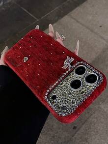 Wnter 时尚蝴蝶结闪亮透明手机壳，兼容 17 Pro Max 16 Pro 13 14 15 - 紅色 - 查看 1