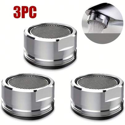 3-Piece Water-Saving Faucet Aerator, M24 Threaded Bathroom Faucet Aerator With Replaceable Filter And Metal Screen - Splash-Proof Nozzle Suitable For Washbasins, Etc