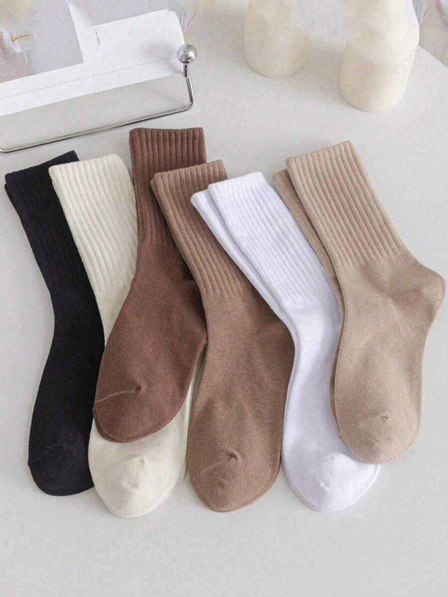 6 đôi/Bộ tất ống dài thể thao tất cổ cao - Nhiều màu - Xem 1