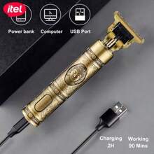 itel Máquina de Cortar Cabelo Recarregável ITR-15, Design Totalmente Metálico, Motor com Velocidade de 7.000 RPM, Baixo Ruído, Leve e Portátil, Adequada para Uso Doméstico e Viagem, para Cortar e Modelar Cabelos - Preto - Visão 4