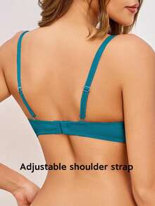 Women's Solid Color Minimalist Underwire Supportive Bra - Green - View 2