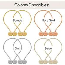 QY- 6pcs Lazos de Cortinas Magnéticos Abrazaderas Modernas Alzapaños Elagantes Con Iman Cintas Decorativos para Cortinas Ventanas Universales Ajustables Colores Metalicos Brillantes Plateado -6194 - Plateado - Ver 2