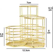 Organizador De Escritorio, Organizador de brochas & Portalápices Metal, Soporte Para Accesorios De Oficina (Gold) - Dorado - Ver 3