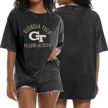Georgia Tech Yellow Jackets Large Layer 5 Unisex Graphic Tee, Comfortable Casual Wear, Unique Gift,  Apparel - Black - View 6