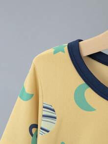 6pcs/Set Boys' Cartoon Astronaut Print Lightweight Long Sleeve Pajama Set, Spring/Autumn - Multicolor - View 5