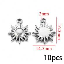 1/10pcs Stainless Steel Charm Set - 18K Golden Plated, Includes House, Tree Of Life, Butterfly, Sun, Bag, Crown, Flower & Shoe Pendants For DIY Jewelry Making - Multicolor - View 10