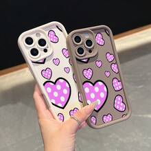 1 Stück, rosa Liebesmuster, minimalistische modische Handyhülle, Geschenk für iPhone12/13/14/15/16/17/Air/Pro/Plus/Pro Max, Valentinstagsgeschenk. - Verschiedenfarbig - Übersicht 4