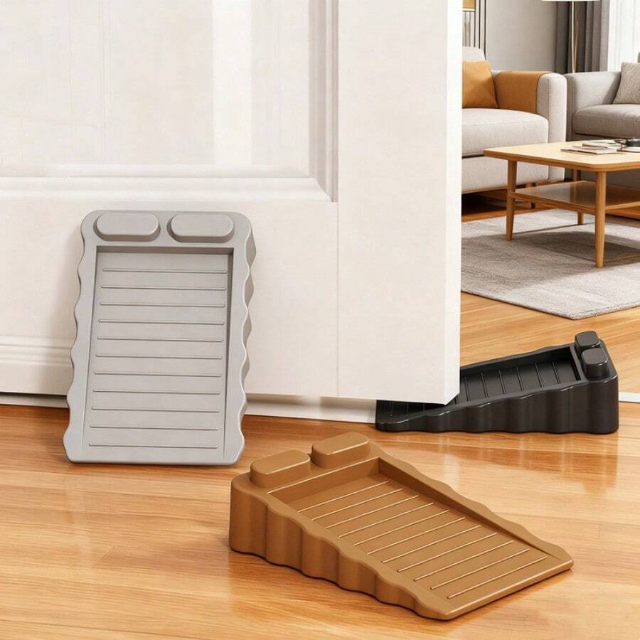1pc Multifunctional Two-Way Windproof Door Stopper Household Anti-Theft Movable Door Stopper Office Anti-Finger Pinch No-Drill Fixed Door Device Pad Stackable Universal Door Wedge - Multicolor - View 1