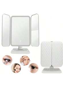 2X/3X Magnifying Mirror, Vanity Dressing Table With LED Lighting, Foldable, Makeup 78068 - 白色 - 查看 3