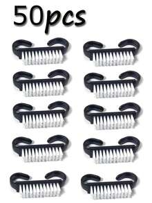 10 pezzi/50 pezzi Piccola spazzola nera per la pulizia delle unghie, spazzola per rimuovere polvere e sporco dalle unghie, spazzola multifunzione - nero - Visualizzare 14