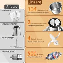 Aigostar Zerkleinerer küche elektrisch, 500W, Zerkleinerer mit 1.8L Edelstahl-Schüssel, 2 Geschwindigkeiten, 4 Edelstahlklingen, Multizerkleinerer für Fleisch, Gemüse, Zwiebeln, Obst, Knoblauch - EU E-Typ Stecker (220-240V) - Übersicht 7