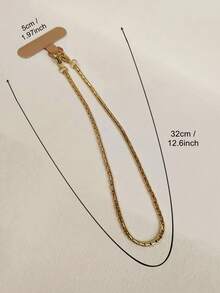 1pc Metal Phone Wrist Strap With 1pc Stainless Steel Washer, Suitable For Women, Girls, Shopping, Travel, Party, Walking - Gold - View 2