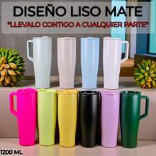 Vaso/Termo Térmico Grande De Acero Inoxidable, PYA-1, Vaso térmico con Asa y tapa con cierre Ergonómico, 1200 ml, 40 OZ, ideal para GYM, escuela, oficina, Taza, Termo para hombres, Vaso de acero inoxidable, 10 COLORES, VASO PARA HOMBRES, VASO PARA MUJERES. - Café integral - Ver 2