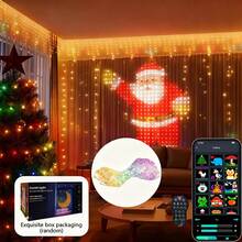 Smart Curtain Light String, 118*118-Inch Intelligent Curtain Lights, Featuring 400 LED Bulbs. Programmable Animations And Text Effects, 1600 Adjustable Colours, Music Synchronisation Function, Timer Settings, App And Remote Control Operation, IP44 Waterproof Rating. An Ideal Choice For Christmas Decorations, Party Setups, And Creating Romantic Atmospheres, Also Making It The Perfect Gift Selection. - 118in/3m - View 1