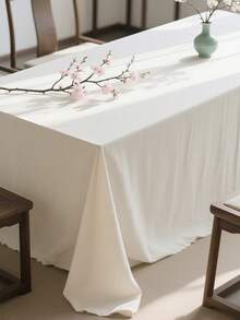 Christmas Solid Color Rectangular Tablecloth, Polyester Material, Soft And Lightweight, Deep Beige/Light Tan Rectangular Minimalist Style, Suitable For Picnics, Holiday Parties, Restaurants, Outdoor, Living Room, Patio, Christmas Home Decor, Dining Table Accents, Solid Color Fabric, Perfect For Christmas, Banquets And Weddings (Multiple Sizes) - Multicolor - View 7