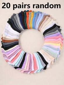 20双儿童休闲船袜，糖果色随机，适合日常穿着/休闲、运动，是送礼佳品，男女童皆宜，透气舒适，柔软亲肤，（1-16岁） - 彩色 - 查看 11