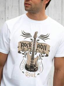 Vintage Rock And Roll Guitar T-Shirt: Music Lover Gift - White - View 1