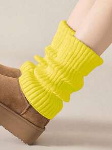 1/3/5/10/20/30 Pairs Of Women's Leg Warmer, White Knitted Warm Calf Socks, Suitable For Autumn And Winter. Women's Slouch Socks, Warm, Prevent Air Leakage At The Cuffs, Chunky Knit Detail Soft Warm Keeping & Fashionable Layering Function Autumn And Winter, Warm And Comfortable,White Leg Warmers Leg Warmers - Multicolor - View 23