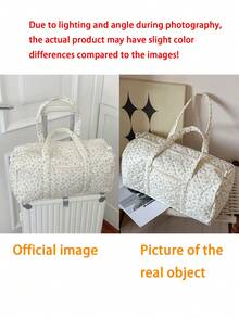 Large Capacity Lightweight Floral Quilted Travel Bag, Handheld & Shoulder Boston Bag Handbag Luggage Bag For Travel For Business For Vacation Holiday Portable Multifunction Travel Duffel Bag Unisex Weekender Bags - Nhiều màu - Xem 10
