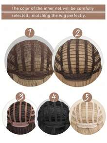 16 Inch Long Curly Wavy Wigs With Curtain Bangs, Adorable Short Hairstyle Natural Looking Heat Resistant Synthetic Wig Daily Party Use - Multicolor - View 12