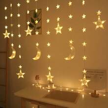 1 Stück Ramadan Halbmond Lichterkette, 300cm, batteriebetrieben, geeignet für Ramadan Dekoration, Hochzeit, Geburtstag, Hausparty, Raumdekoration, Dekobeleuchtung, Eid Al-Fitr Zubehör - Weiss - Übersicht 4