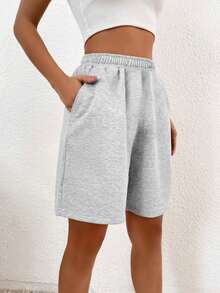 1pc Loose Casual Versatile Commute Outdoor Sports Shorts For Teenage Girls & Youth - Grey - View 1