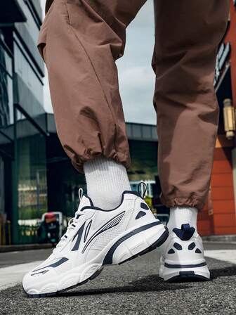 Plus Size Men's Casual Sneakers, Low-Top Rubber Sole Mesh Shoes, Retro Chunky Sneakers, Breathable Street Style Fashion Trainers