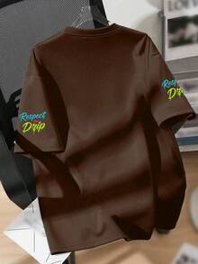 Cool Football Helmet & Gloves Pattern Boys Hoodie, Colorful Fashion Letter Print Round Neck Short Sleeve, New Summer/Autumn Boys Clothing - Brown - View 4