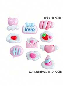 10/30/60 件可爱迷你粉色树脂装饰 - 粉色心形、云朵、草莓、蛋糕、蝴蝶结和情书装饰，平底设计适合 DIY 工艺品、发饰、手机壳和剪贴簿，可爱的卡哇伊风格，精致的工艺，光滑的表面，珠宝制造商和工艺爱好者的理想选择 - 粉紅色系 - 查看 17
