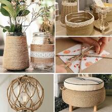 100M/Roll 2/3/4/6mm Natural Jute Rope Twine Cord Ribbon Crafts DIY Gift Wrapping Christmas Vintage Jute String Thread Sewing Party Wedding Home Decortion